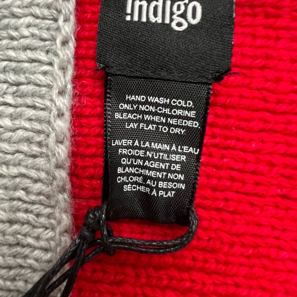 Indigo Family Collection Knit Scarf Red Gray Cream Rectangle NEW Tags Long - Picture 5 of 7